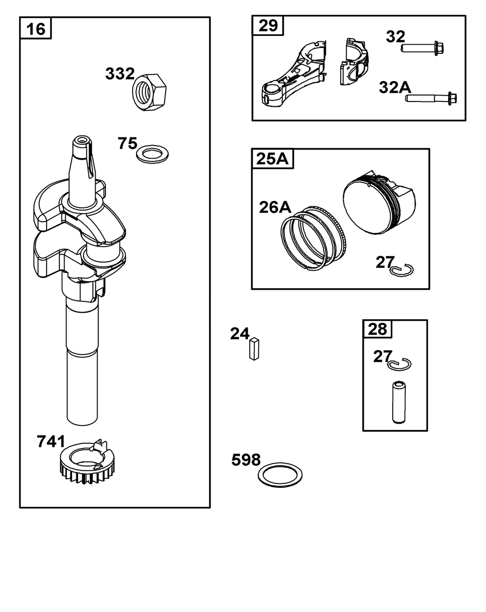 Crankshaft Group Diagram and Parts List for 10060B-0195-H5  Briggs and Stratton Engine